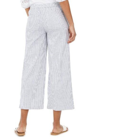 Style & Co Striped Linen Cropped Pants - Picture 3 of 10